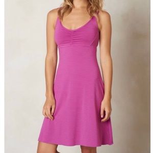 prAna Rebecca Strappy-Back Shelf Bra Athletic Dress in Orchid Pinstripe Size M